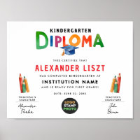 Modern Playful Colourful Typo Kid Grad Diploma Log
