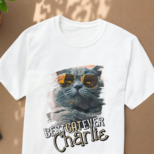 Modern Playful Cool Grunge Custom Pet Cat Photo T-Shirt (Creator Uploaded)