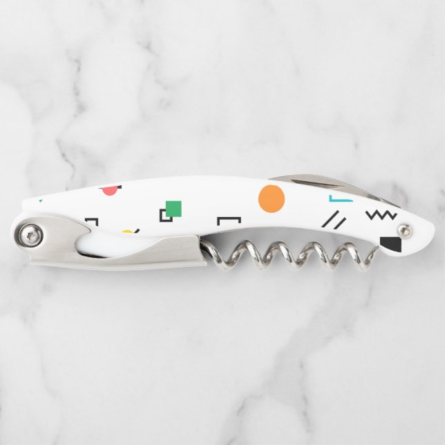Modern, playful, cool, trendy, Memphis geometric Corkscrew (Front)