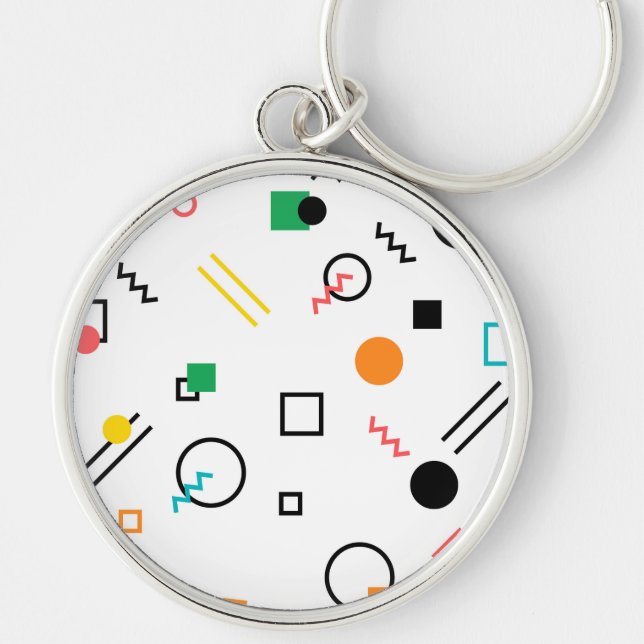 Modern, playful, cool, trendy, Memphis geometric Keychain (Front)