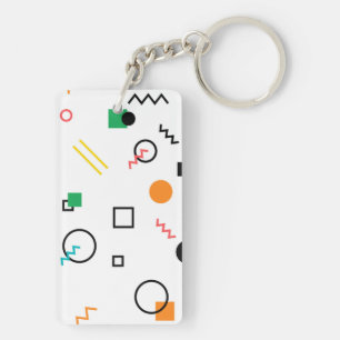 Modern, playful, cool, trendy, Memphis geometric Keychain