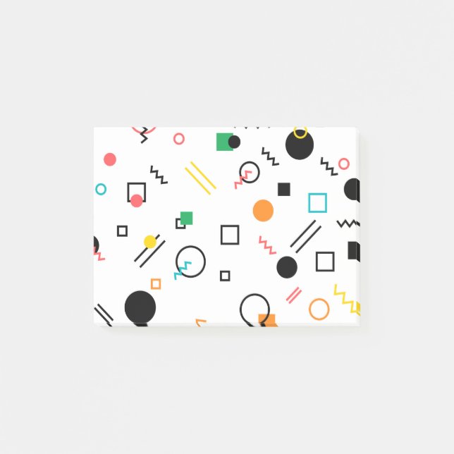 Modern, playful, cool, trendy, Memphis geometric Post-it Notes (Front)