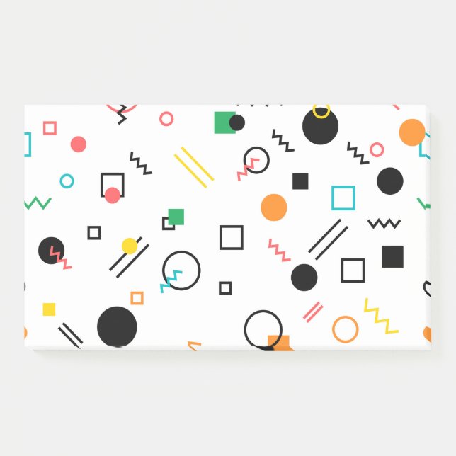 Modern, playful, cool, trendy, Memphis geometric Post-it Notes (Front)