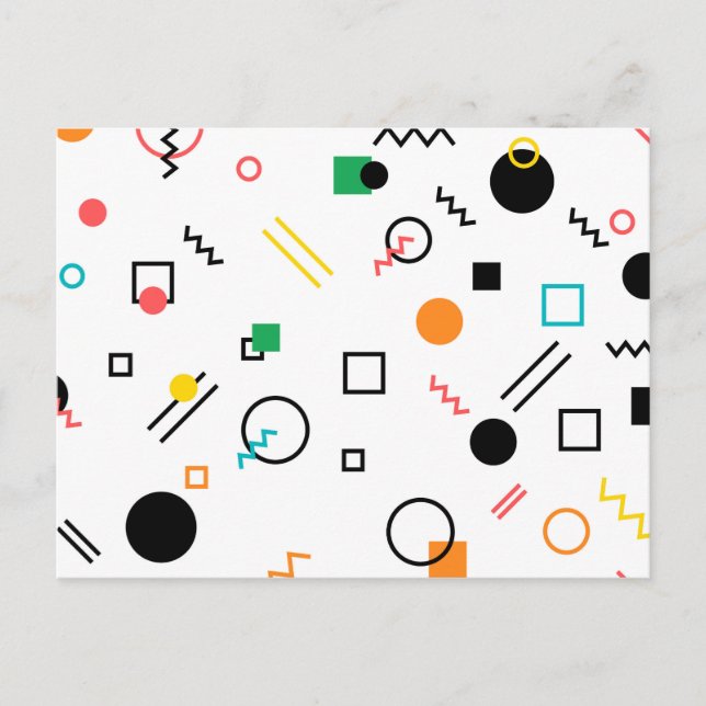 Modern, playful, cool, trendy, Memphis geometric Postcard (Front)