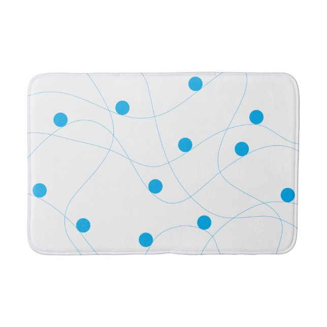 Modern, playful, fun, cute blue balls pattern bath mat (Front)