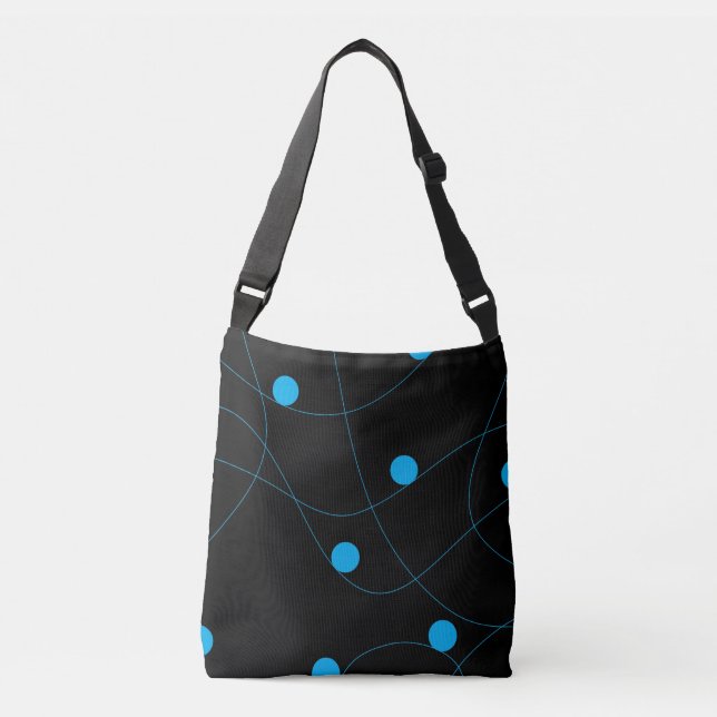 Modern, playful, fun, cute blue balls pattern crossbody bag (Front)