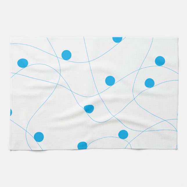 Modern, playful, fun, cute blue balls pattern kitchen towel (Horizontal)