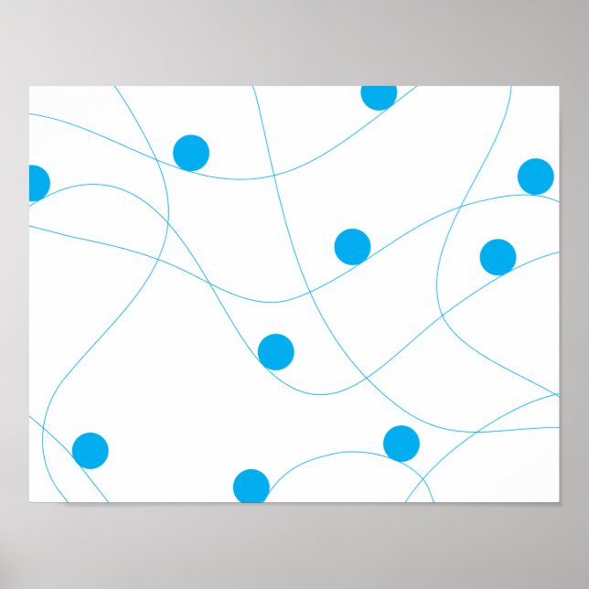 Modern, playful, fun, cute blue balls pattern poster (Front)