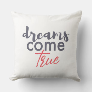Modern playful graphic design of Dreams Come True Throw Pillow