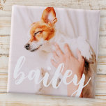 Modern Playful Simple Elegant Chic Pet Photo 2 Inch Square Button<br><div class="desc">This simple and classic design is composed of serif typography and add a custom photo of your pet.</div>