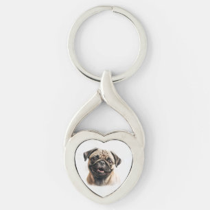 Modern Playful Simple Elegant Chic Pet Photo Keych Keychain