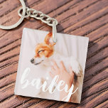 Modern Playful Simple Elegant Chic Pet Photo Keychain<br><div class="desc">This simple and classic design is composed of serif typography and add a custom photo of your pet.</div>