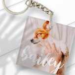 Modern Playful Simple Elegant Chic Pet Photo Keychain<br><div class="desc">This simple and classic design is composed of serif typography and add a custom photo of your pet.</div>