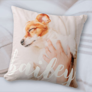 Modern Playful Simple Elegant Chic Pet Photo Throw Pillow
