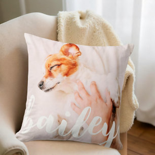 Modern Playful Simple Elegant Chic Pet Photo Throw Pillow