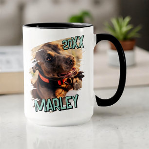 Modern Playful Simple Grunge Custom Pet Photo Mug