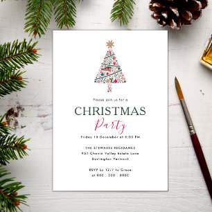 Modern Playful Tree Merry Christmas Holiday Party Invitation
