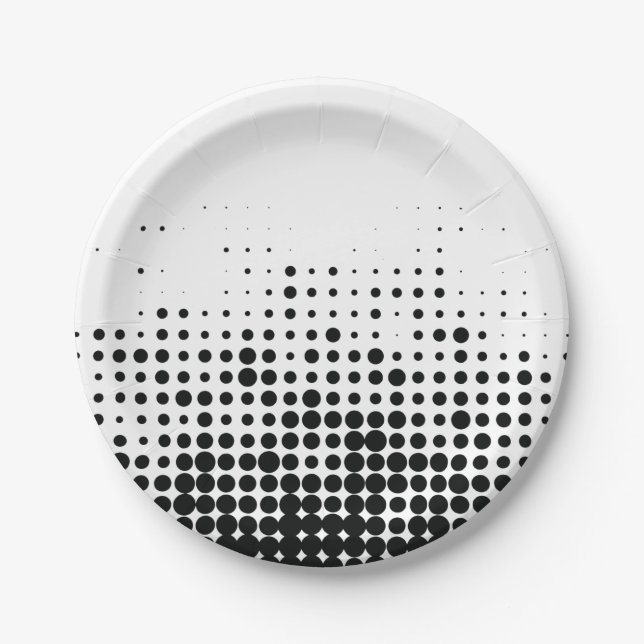 Modern, playful, urban geometric circle pattern paper plate (Front)