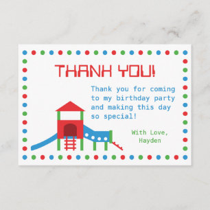 Modern Playground Kids Birthday Thank You Note Card