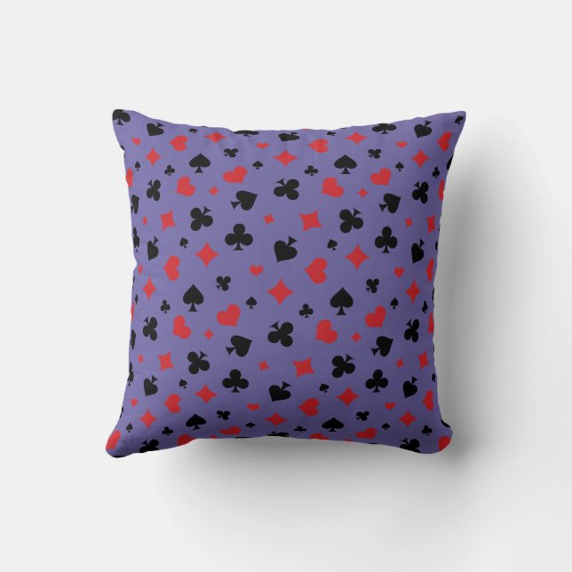 Modern Playing Card Suits Pattern Throw Pillow (Back)