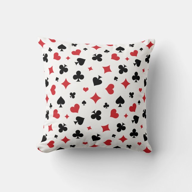Modern Playing Card Suits Pattern Throw Pillow (Front)