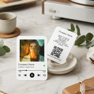 Modern Playlist QR Code Music Player Song Photo Business Card