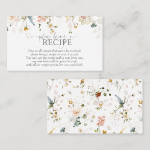 Modern Please Bring A Recipe Watercolor Flowers  Enclosure Card