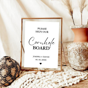 Modern Please sign our Cornhole board wedding sign