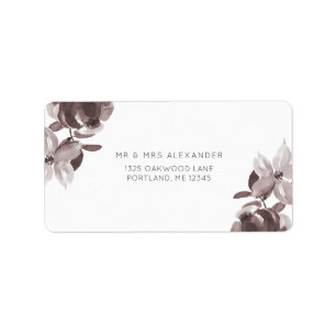 Modern Plum Floral Wedding Return Label