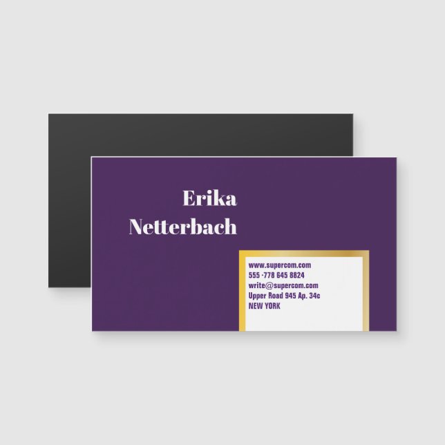 Modern plum gold bold magnetic cards (Front/Back)