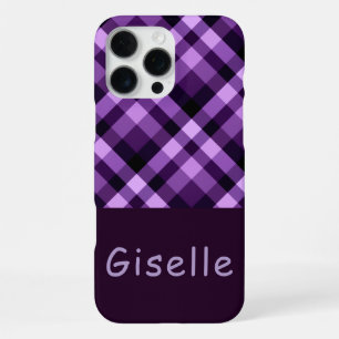 Modern Plum Purple Plaid Monogram Phone Case