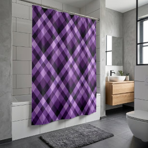 Modern Plum Purple Plaid Pattern Shower Curtain