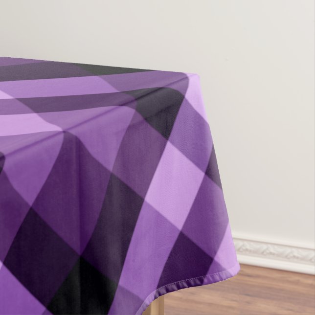 Modern Plum Purple Plaid Pattern Small Tablecloth (In Situ)