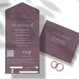 Modern Plum Purple QR Code All In One Invitation