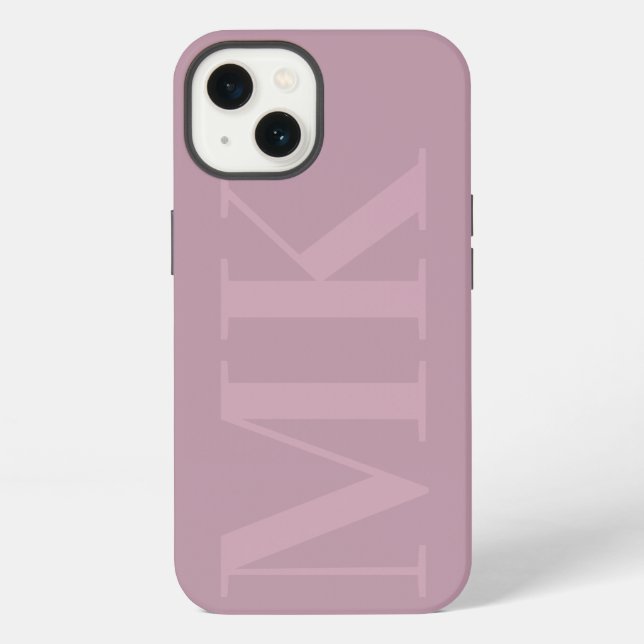 Modern plum rose blush initials minimalist iPhone case (Back)