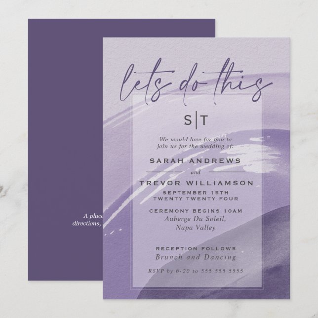 Modern Plum Watercolor Strokes Invitation (Front/Back)