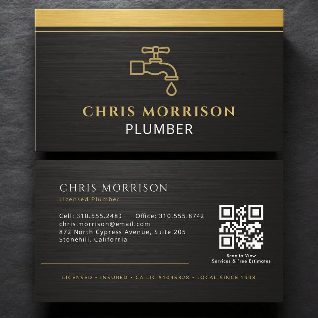 Modern Plumber QR Code Business Card (Creator Uploaded)
