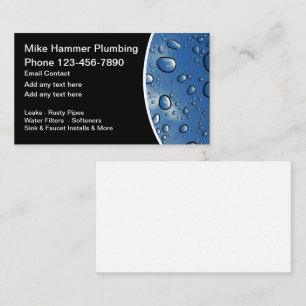 Modern Plumber Water Drops Theme Business Cards
