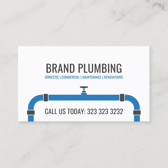 Modern Plumbers, Drain Layers, Plumbing Business Card (Front)