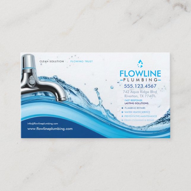 Modern Plumbing Service Business Card (Front)