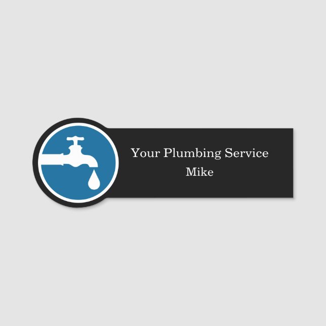 Modern Plumbing Service Employee Name Tags (Front)