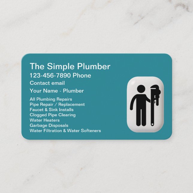 Modern Plumbing Services Plumber Business Cards (Front)
