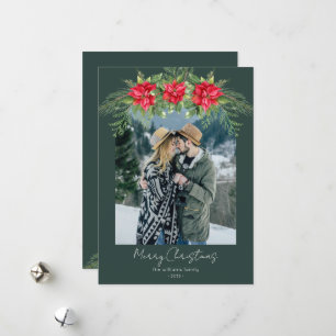 Modern Poinsettia Arch 1 Photo Merry Christmas Holiday Card