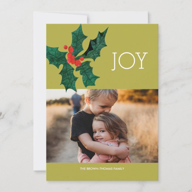 Modern Poinsettia Christmas Photo Card (Front)