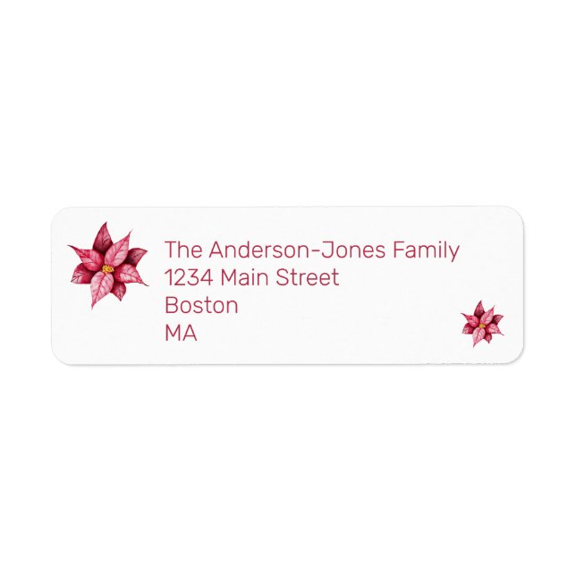 Modern Poinsettia Floral Return Address (Front)