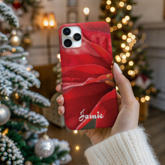 Modern Poinsettia High Poly Phone Case