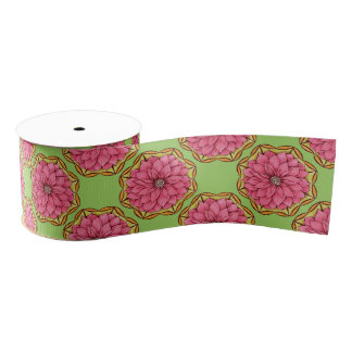 MODERN POINSETTIA in PINK Grosgrain Ribbon