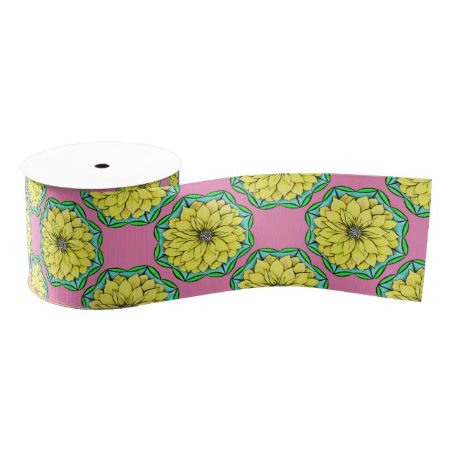 MODERN POINSETTIA in YELLOW Grosgrain Ribbon (Spool)