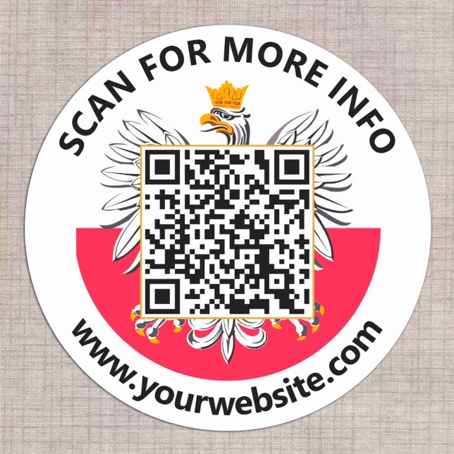 Modern Poland QR Code Stickers, Polish Flag Classic Round Sticker (Creator Uploaded)