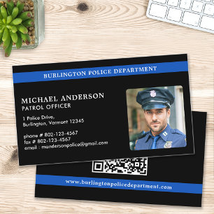 Modern Police Officer Custom Photo Law Enforcement Business Card